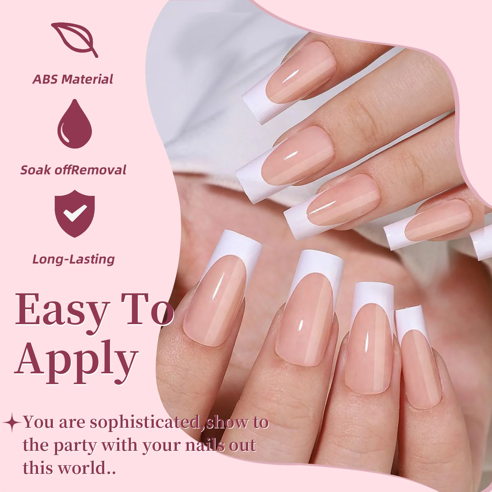 288 قطعة/صندوق الاكريليك الفرنسية الأظافر كاذبة متوسطة مربع درع غطاء كامل مسمار نصائح يمكن إزالة حجم مختلط اضغط على الأظافر #4