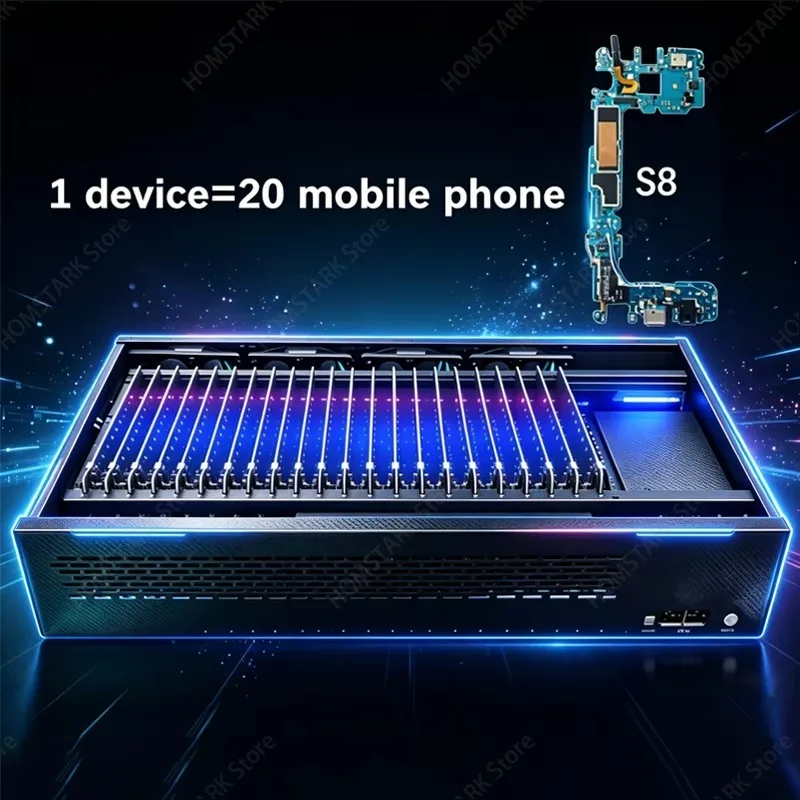 20‑Port BlackPhone‑Farm Chassis,Mainboard Box with Dual USB OTG forMulti‑Device Group‑Control Bulk‑Operation Equipment Accessory