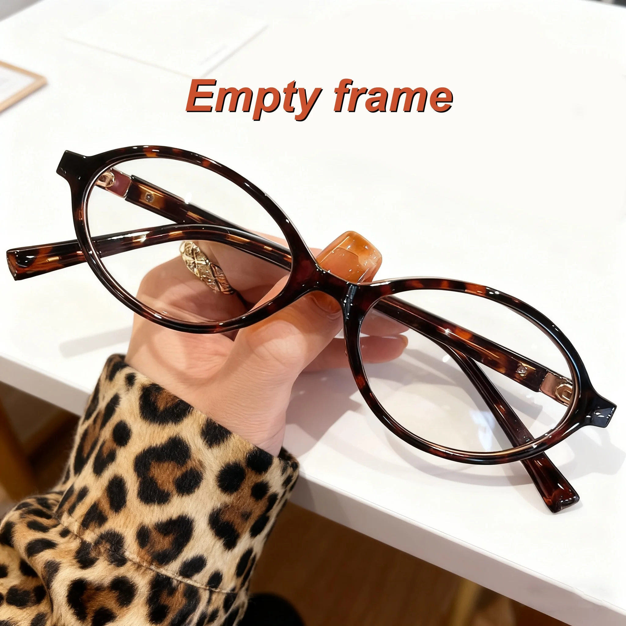 

Retro Personality Oval Frame Women's Glasses Empty Frame Fashionable Ultra Light Neutral Simple Durable Glasses Holder