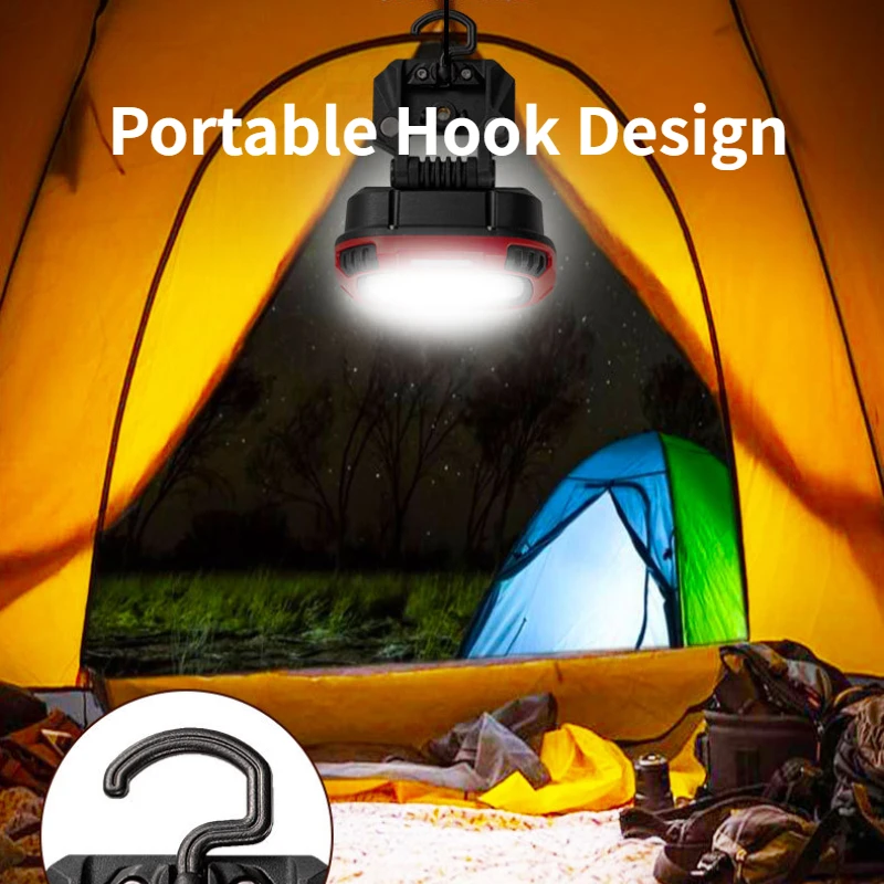 Lampe de travail COB rotative à 180 ° avec batterie intégrée, étanche, portable, aste par USB, éclairage d'urgence, lanterne de camping magnétique