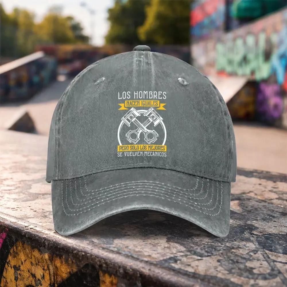 Mechanical Piston Print Washed Cotton Baseball Cap Unisex for Outdoor Sports Casual Wear