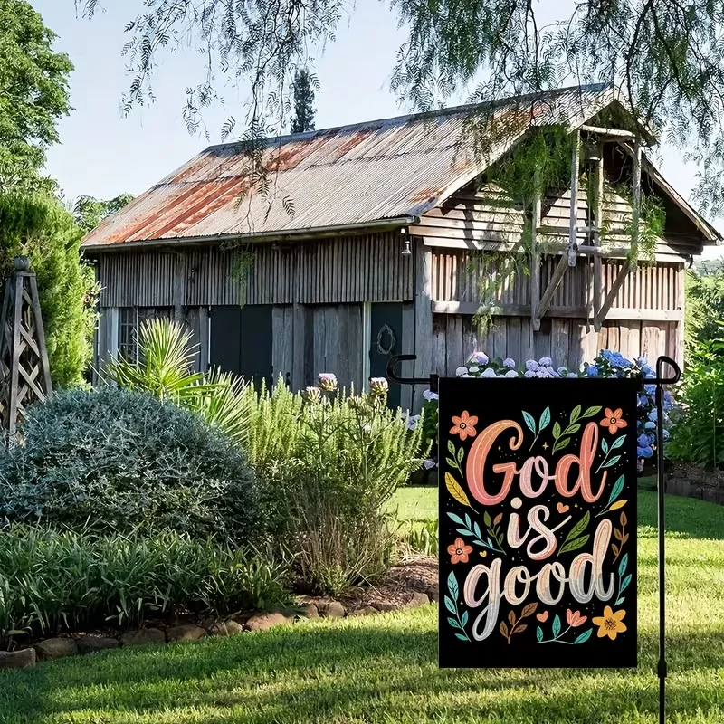 VIKAMA Divine Words “God is Good” Garden Flag Colorful Garden Courtyard Christian Backyard Spreading a Beautiful Testimony