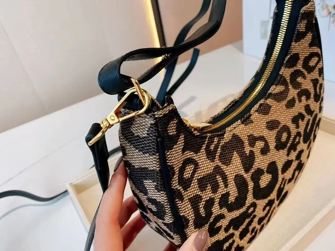 Miyagawa Contrast Color Bag Women\'s 2023 New Fashion Leopard Underarm Bag Single Shoulder Oblique Straddle Handbag