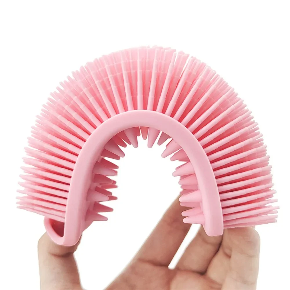 Brosse de douche en silicone souple 2 en 1, épurateur, masseur de cuir chevelu, shampooing, double face, corps, mousse, outil de nettoyage de la peau