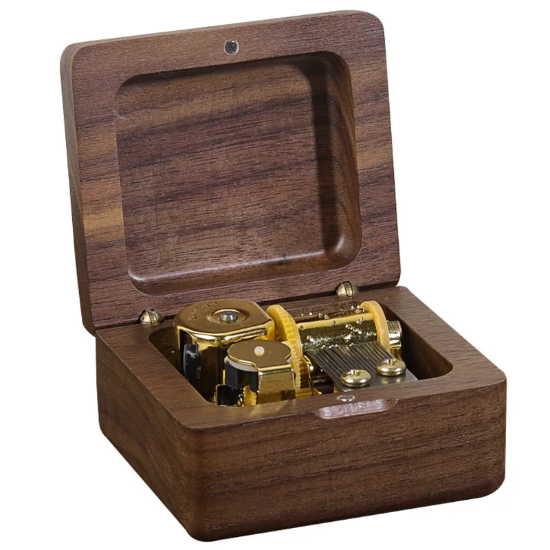 

High quality new music box antique walnut color music box wooden hand crank personalized gift music box