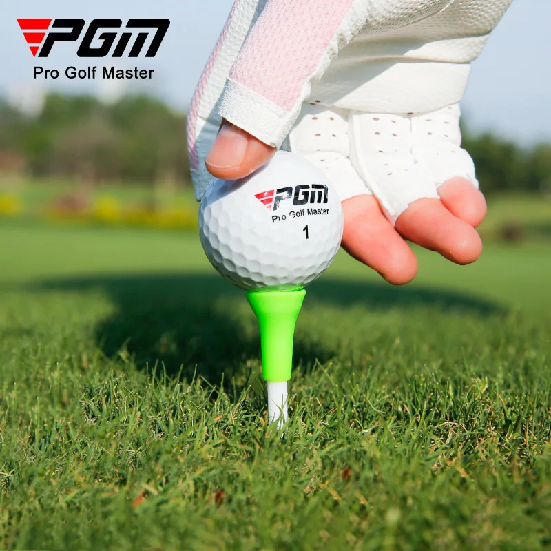10pcs PGM Golf T Stand Golf Tee Soft Rubber Cover Ball Nails Low Resistance Hits Farther Protect The Paint Surface Club Head