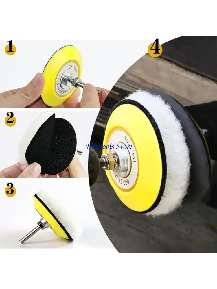 X37E 42pcs Car Headlight RestorationKit Sanding Discs Backing Pads Wool Pads Remove Scratches and Condition