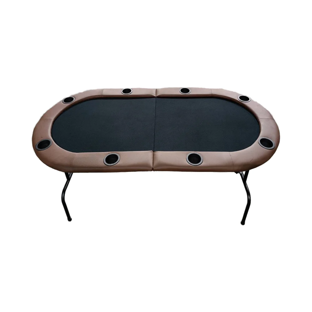 High Quality Modern Style 8-Player Oval Professional Poker Table  Multi-Game Baccarat Top Luxury Folding Iron Legs