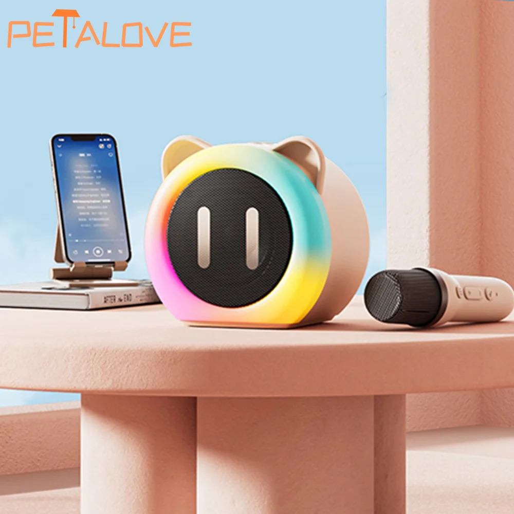 Altoparlante Bluetooth microfono Wireless portatile Karaoke RGB luce colorata Home Family Sing Audio TF Card lettore musicale MP3 KTV