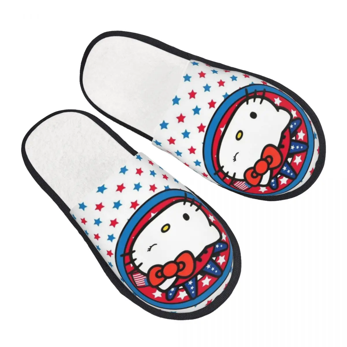 

Женские домашние тапочки с принтом «Hello Kitty The Old Glory», уютные теплые пушистые тапочки из пены с эффектом памяти, домашняя уличная обувь