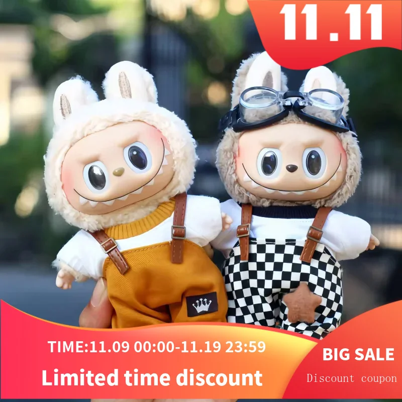 New Only Selling Clothes 17cm First Second Generation Labubu Strap Pants Set Macaron Doll Baby Clothes Cute Doll Decoration