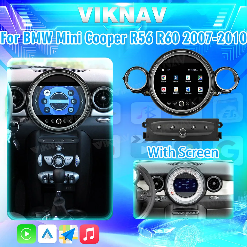 

9-дюймовый экран Viknav, система Android, автомобильное радио для BMW Mini Cooper R56 R60 2007-2010, GPS-навигация, мультимедийный плеер, головное устройство