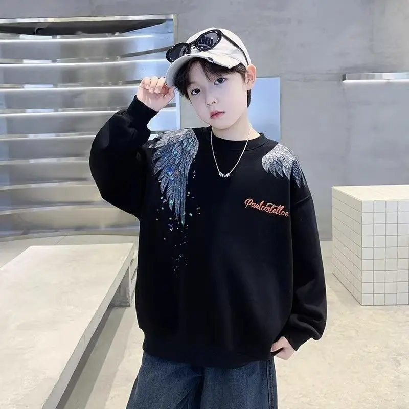 2026 Spring Boys Sweatshirt Long Sleeve T Shirt Kids Fashion Casual Tops Children Clothing Streetwear Pullover Upper Garment