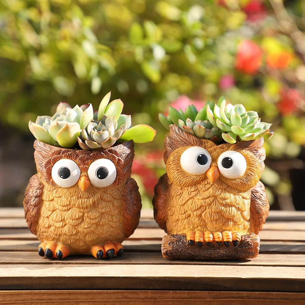 resinss Garden Cute Owl Flower Pot resinss Succulent Flower Pot Office Desktop Plant Pot Indoor Decoration Wholesale