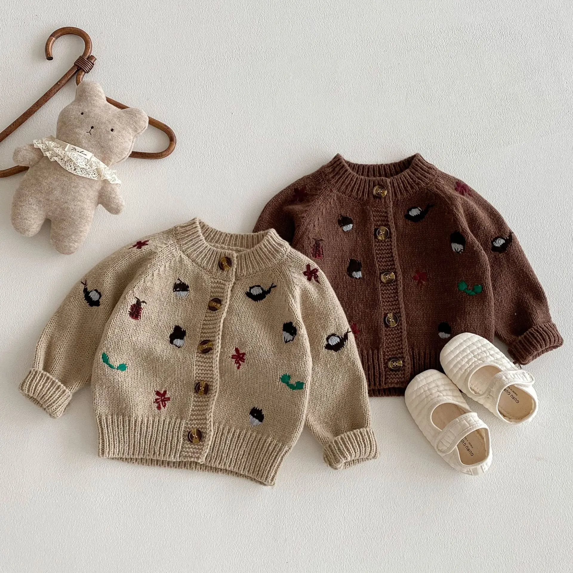 LILIGIRL Baby Knitted Sweater 2025 Autumn and Winter New Long Sleeve Embroidered Baby Boy's Cardigan Coat Girl's Sweater