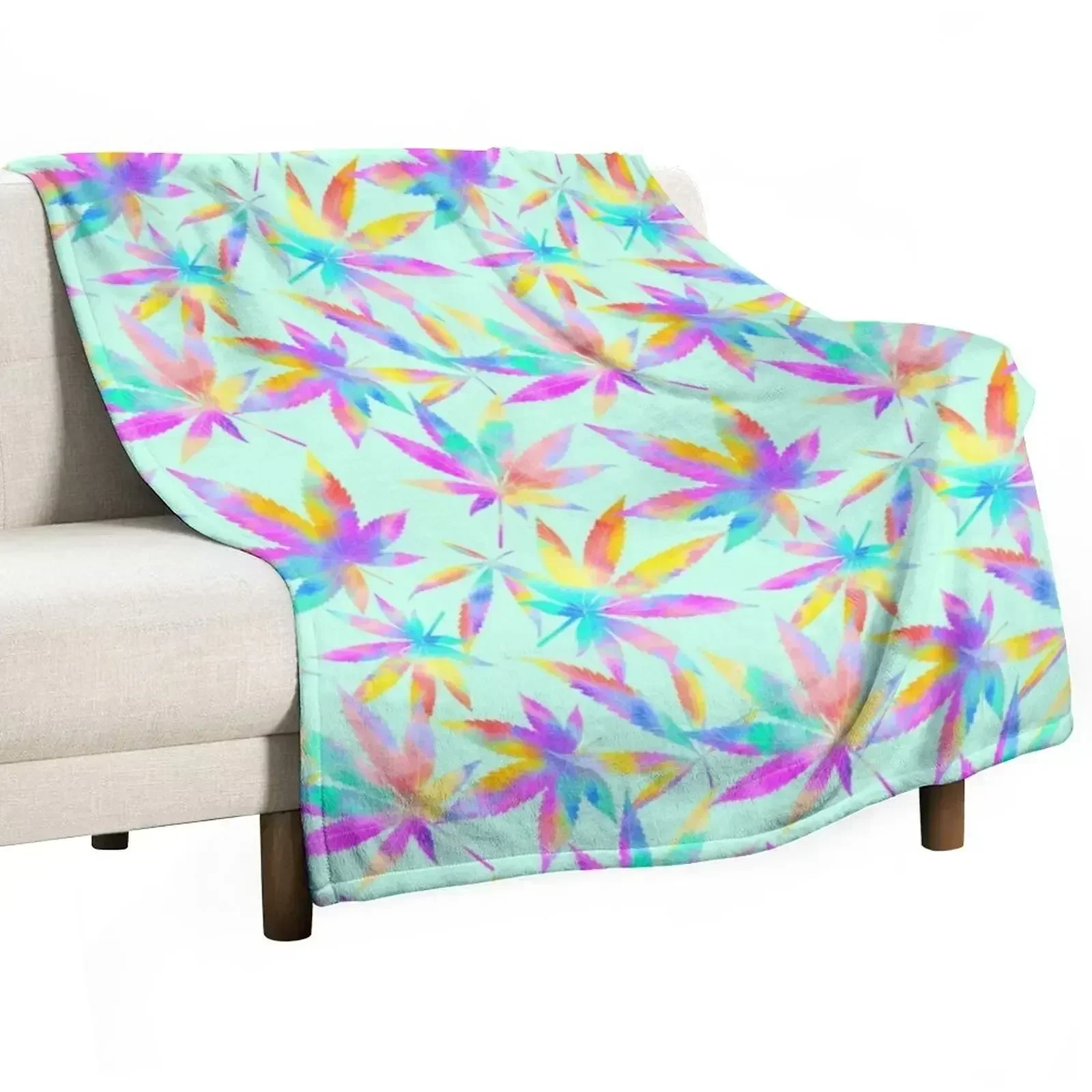 Mary Jane Tropical Mint Green Throw Blanket Single Travel Flannels for winter Camping Blankets
