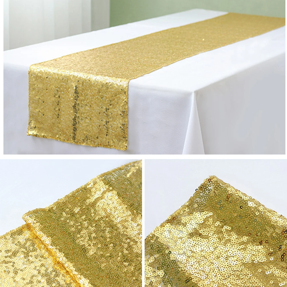 

Glitter Sequin Table Runner Rectangular Long Wear Resistant Overlay For Wedding Party Christmas Banquet Home Cafe Hotel