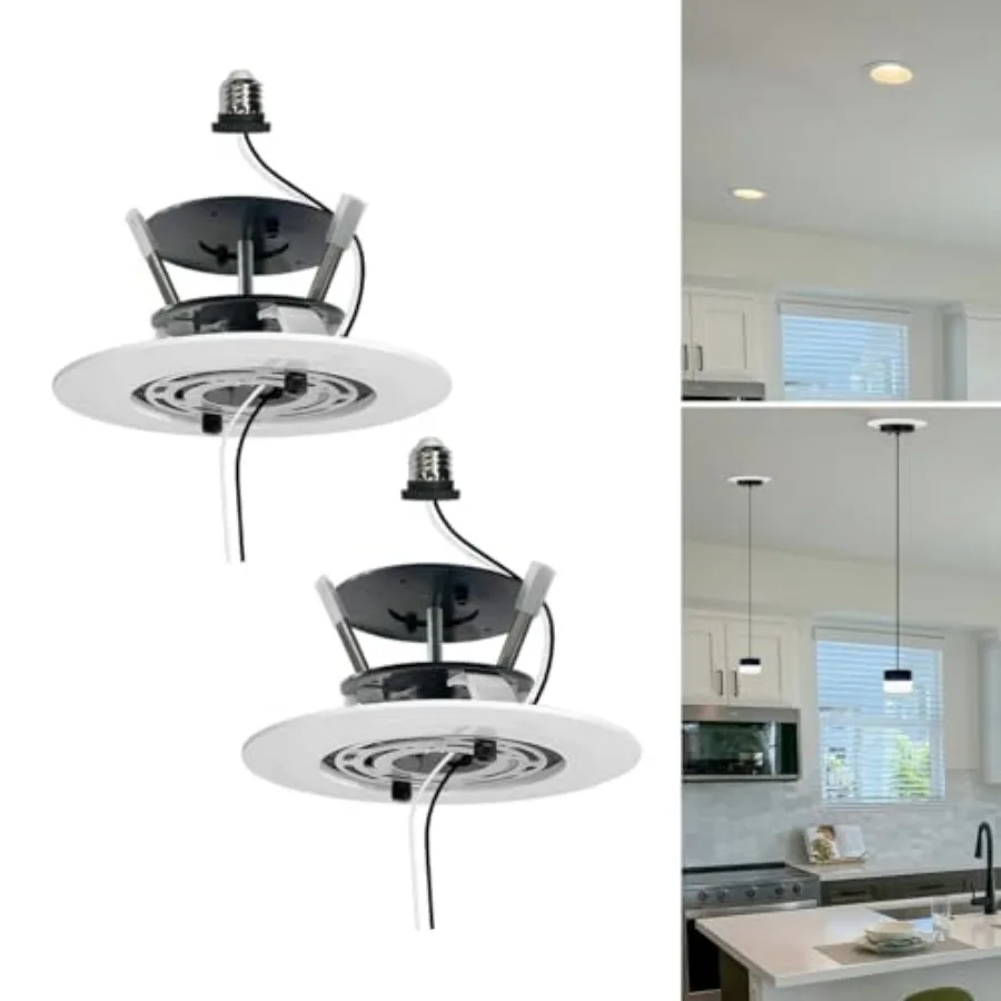 

Комплект для мгновенной конвертации встраиваемого светильника 5/6 дюймов в подвесной светильник, модернизация для потолочного вентилятора-светильника, белая отделка