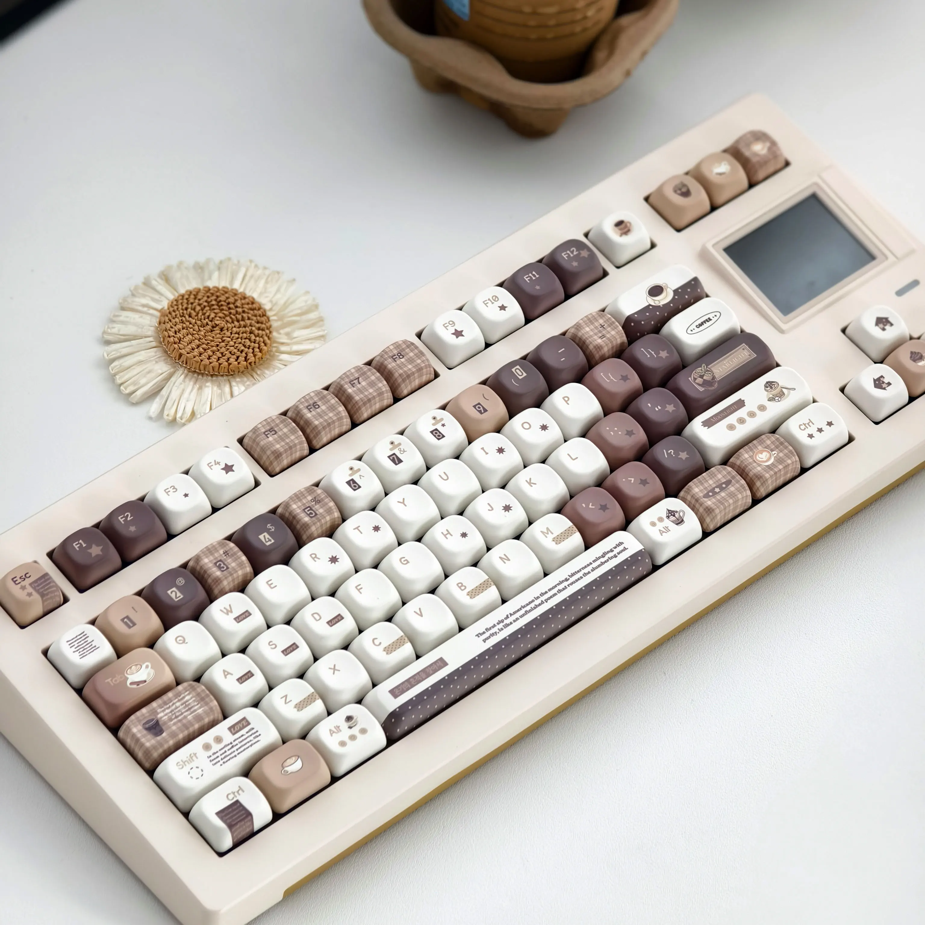 120키 커스텀 MOA 프로파일 귀여운 키캡 염료 승화 PBT 키캡 체리 MX 스위치용 기계식 키보드