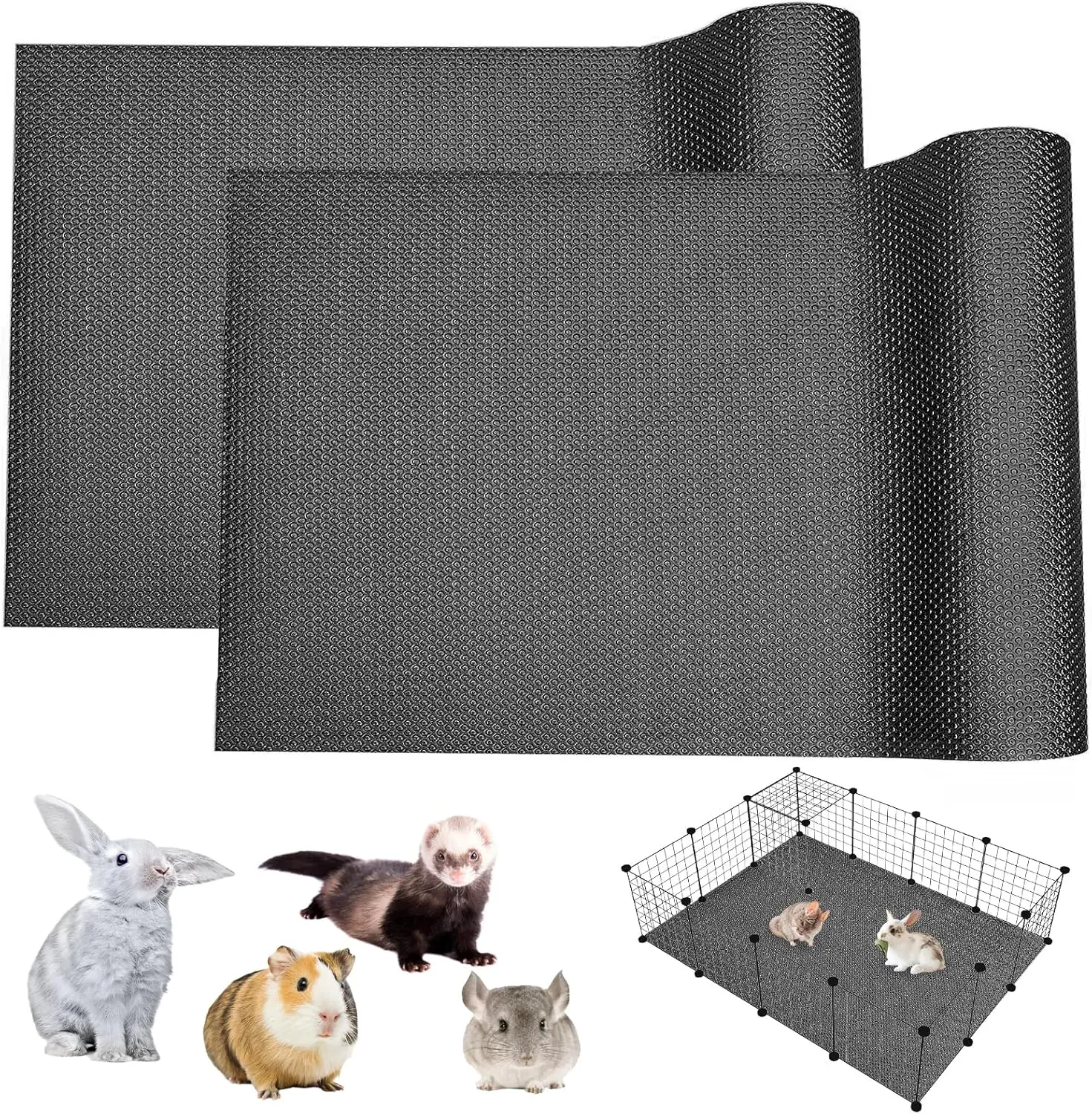 

2 Pcs Waterproof Guinea Pig Cage Liner Washable Rabbit Bedding Liners Reusable Small Animals Pads Playpen Mats for Guinea