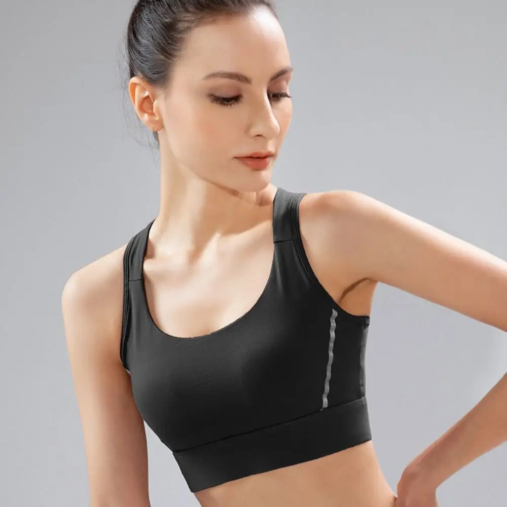 

Solid Color I-shaped Sports Bra Anti-shake Plus Size Training Fitness Bra Beauty Back Moisture-Wicking Underwear for Women