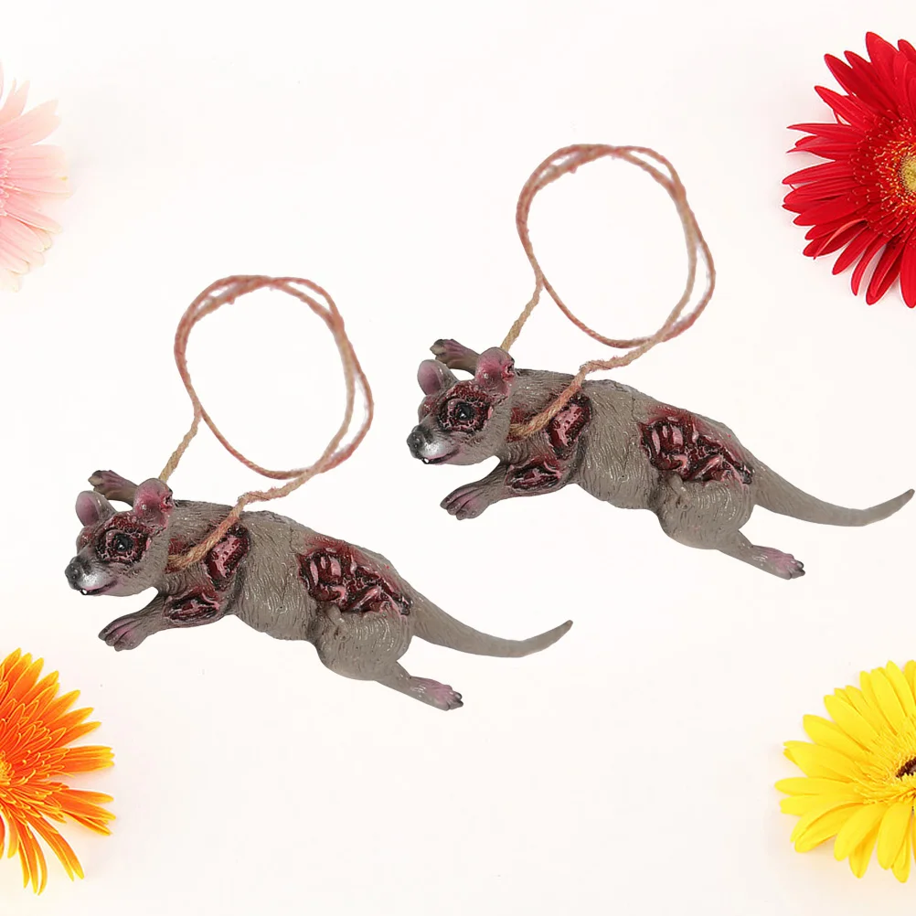

2 pcs Bloody Mouse Pendant Rat Pattern Halloween Party Hanging Decoration Scary Animal Ornament for Haunted House