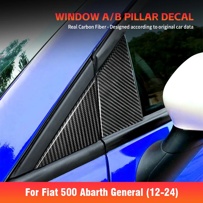 

Для FIAT 500 2012-2024 углеродное волокно треугольное четверть окно A стойка B крышка стойки рамка панель Stciker отделка экстерьер