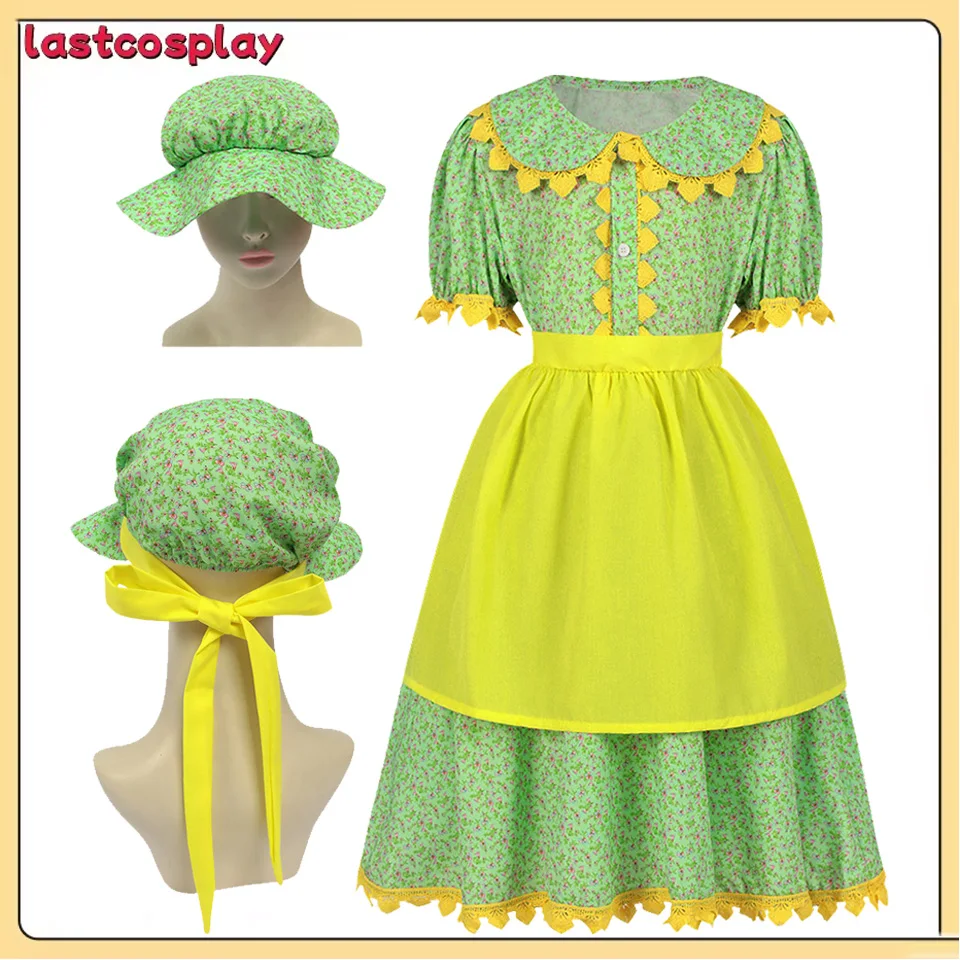 

Kids Children Maid Cosplay Costume Girls Stage Performance Floral Dress Apron Hat Outfits Halloween Carnival Party Disguise Suit