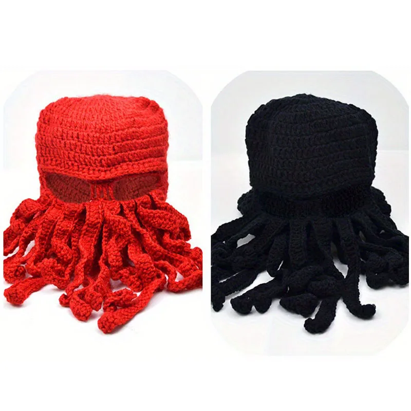 Europäische und amerikanische hand gewebte lustige Party Octopus Bart Hut häkeln Cthulhu Männer und Frauen gestrickt Wind maske Hut Halloween ani – Detail 6