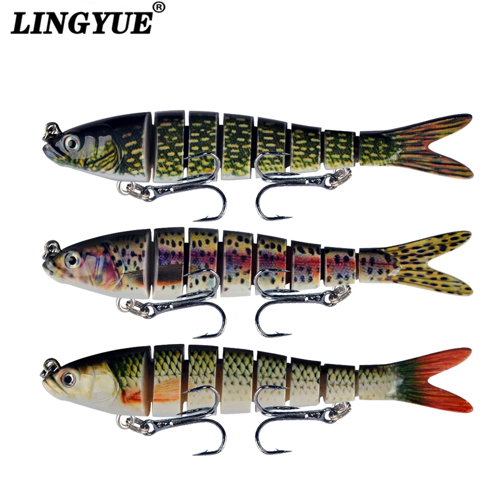 

LINGYUE New Arrival 1pcs 8 Sections Swimbait Fishing Lures 13.5cm/26.8g Lifelike Wobblers Fishing Tackle 6 Colors Hard Baits