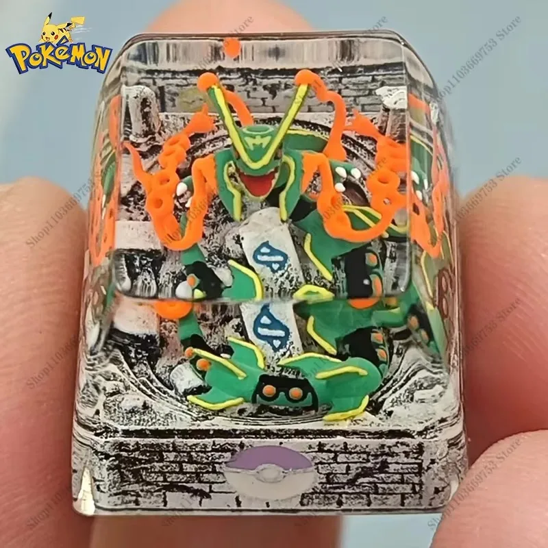 Pokemon PTCG Resin Keycaps Anime Figures Rayquaza Customized Mechanical Keyboard DIY Keys Cute Keyboard Accessories Special Gift