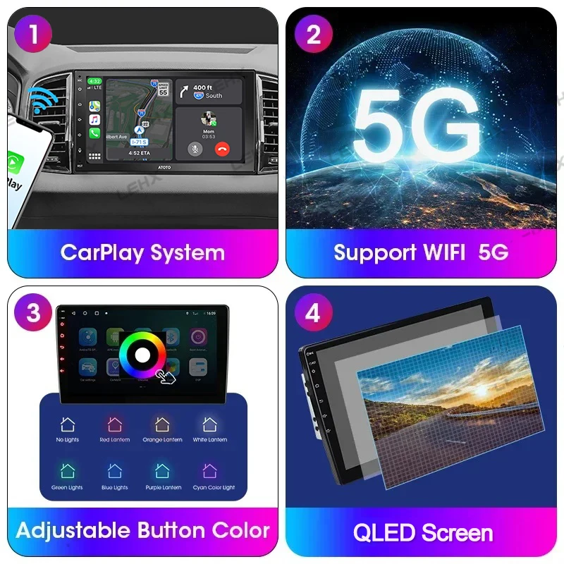 LEHX L7 Plus 10'' Android 14 CarPlay Car Radio for Toyota Hyundai Kia