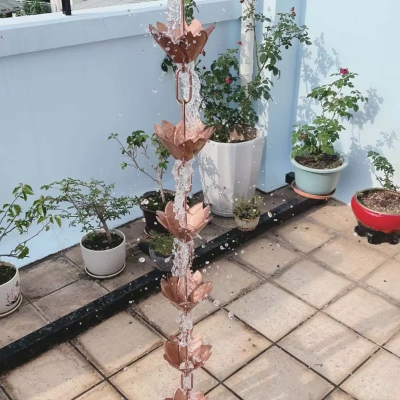 Water diversion chain rain bell temple courtyard copper Japanese eaves rain chain drainage link rainwater artifact falling water