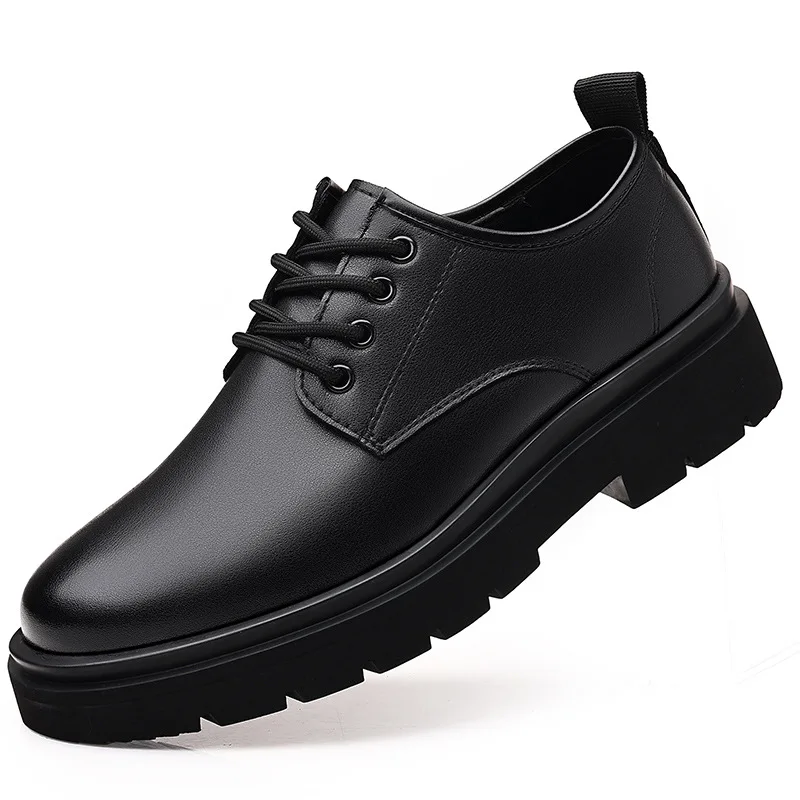 

Spring Autumn New Designer Derby Shoes for Men Black Increase Business Dress Shoes Male Fashion Casual Wedding Leather Shoe Man