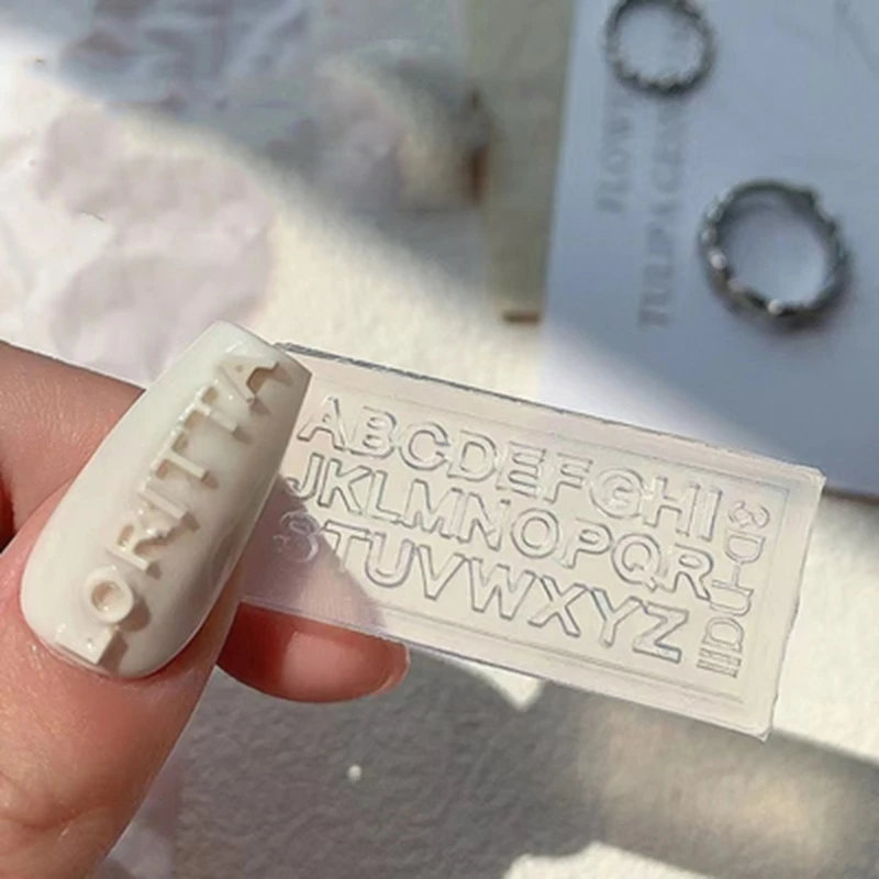 5Pcs Mini English Letters Numbers Nail Art Silicone Molds DIY Women Girls Nail Stamping Stencils Combination Decorative Mould