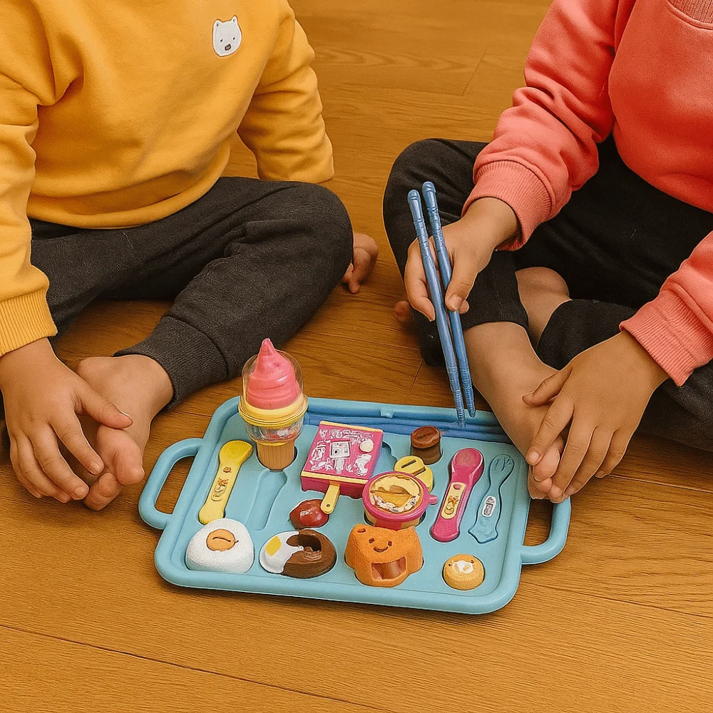 Little BearShape Pudding Feeding Set Pretend Play Simulation Model Lunch Box Pudding Toy Early Education Role Play