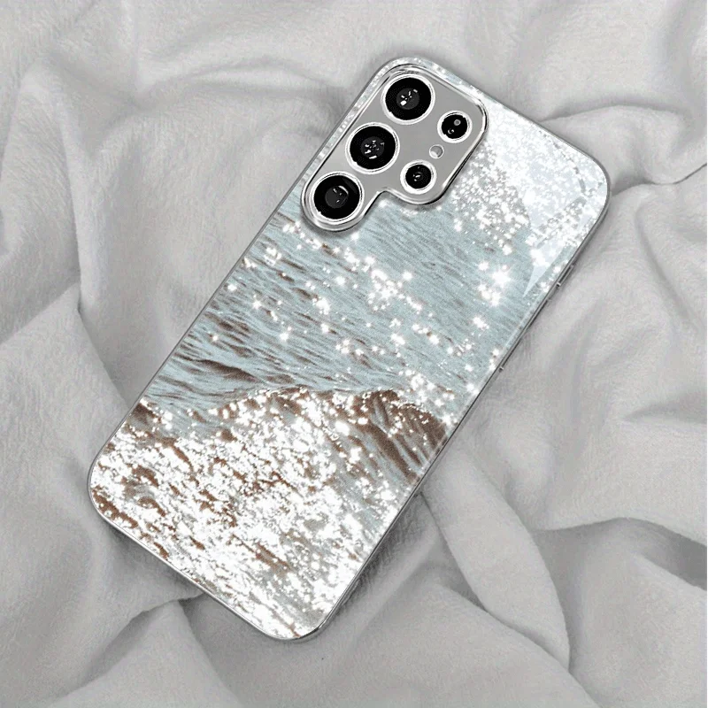 Minimalist sea-view new electroplated silver phone case for Samsung Galaxy S26 S25 S24 S23 S22 S20 FE/Ultra/Plus anti drop Cover