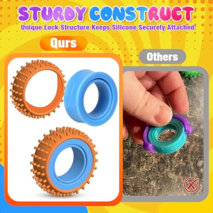 Fidget Toys Sensory Rings for 12 Pcs Fun Small Finger Spinner Rings for Anxiety Relief Autism ADHD Quiet Fidgets Toys Bulk for