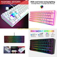 T3EE V700-Wired Gaming Keyboard 61 Keys Multi-Color RGB Illuminated LED Backlit Quick-Response Ultra-Compact Keypad