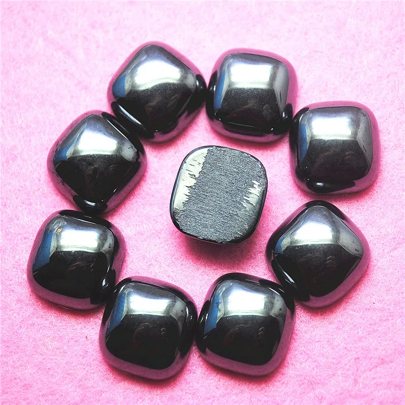 10 قطعة 15X15 مللي متر حجر الهيماتيت الأسود كبوشن شكل مربع فضفاض الخرز الكابينة لا ثقب DIY بها بنفسك العثور على المجوهرات أجزاء