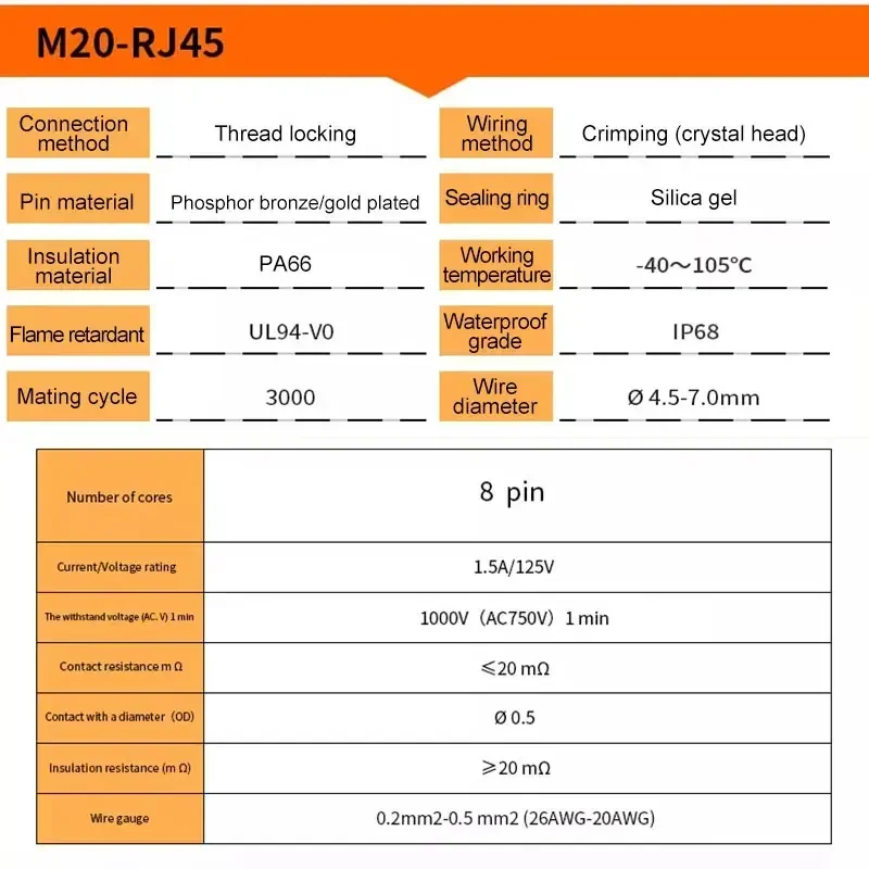 مقاوم للماء موصل شبكة RJ45 M16/20/22 Cat5e درع جيجابت إيثرنت خط RJ45 تيار مستمر كريستال رئيس في الهواء الطلق IP68 AP صندوق وصلات #6