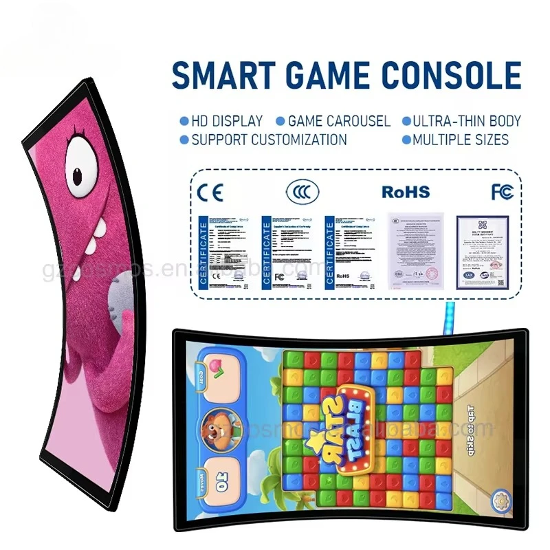 43 Inch 4k Curved Display Touch Screen  With Led Lights for Amusement Machine