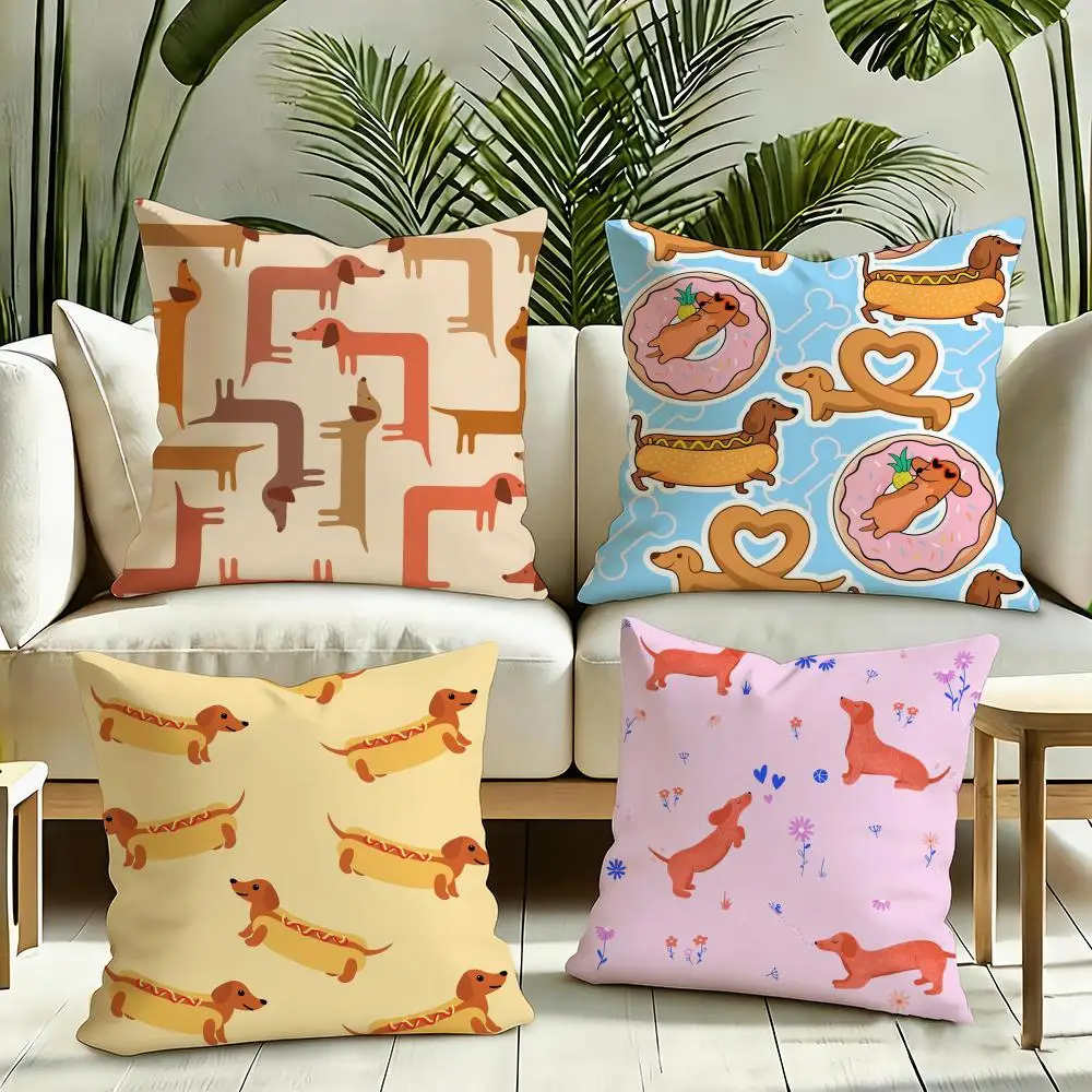Sausage Dog Dachshund cute Cushion Cover Reversible Plush Pillow Cover Soft Fluffy  Home Decor for Sofa Bedroom