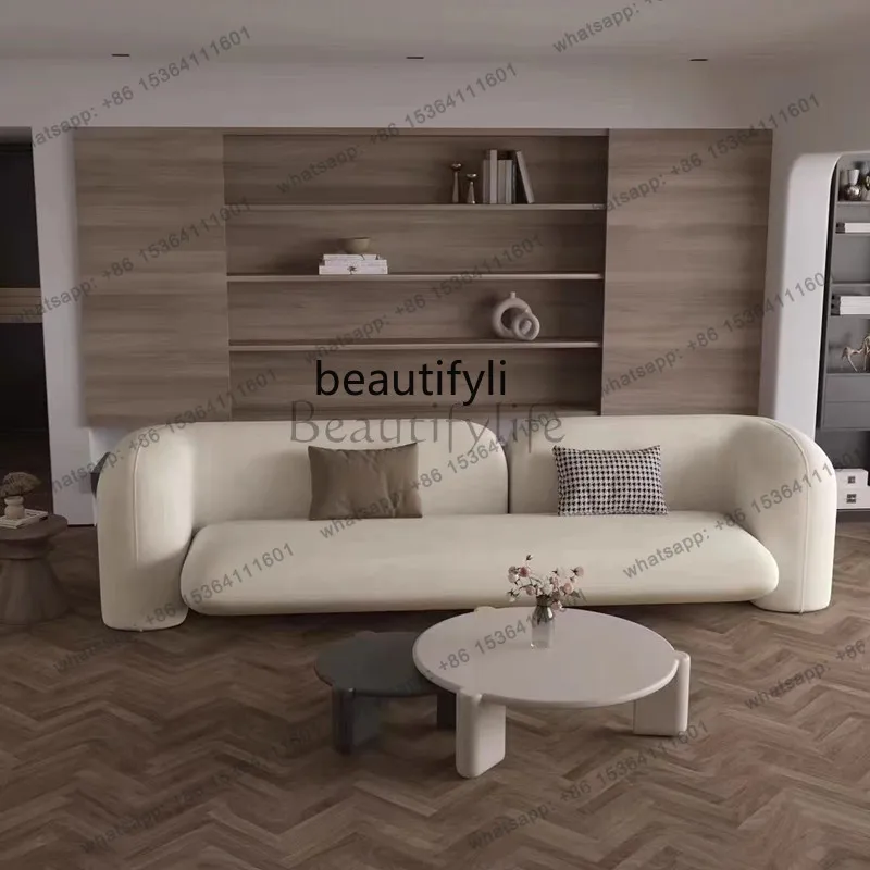 Italian minimalist special-shaped high-end light luxury straight row beauty shop reception area matte cloth sofa
