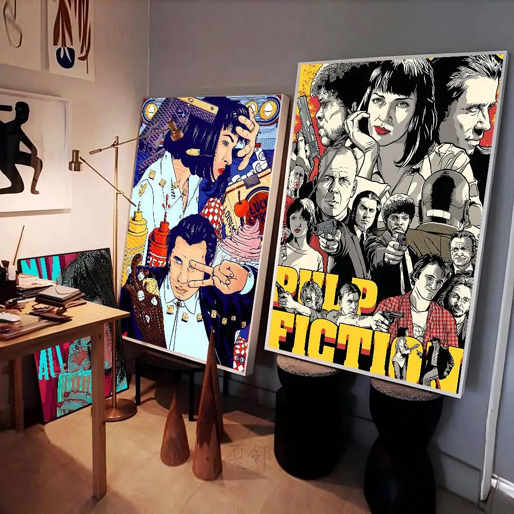 Classic Movie Poster Pulp Fiction Whitepaper Poster HD Quality Poster Wall Art Painting Study Room Wall Decor