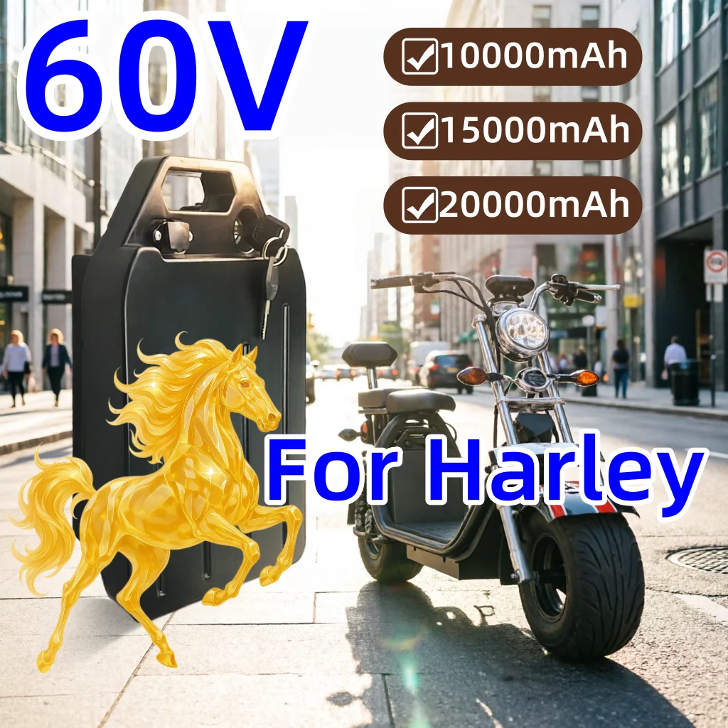 

Waterproof 60V Lithium Battery 10/15/20Ah for Harley Citycoco 2000W Electric Scooter Motorcycle Replacement Battery