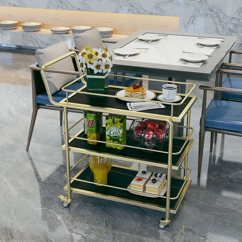 Nordic dining car mobile trolley trolley light luxury hotel wine golden shelf ktv wrought iron restaurant