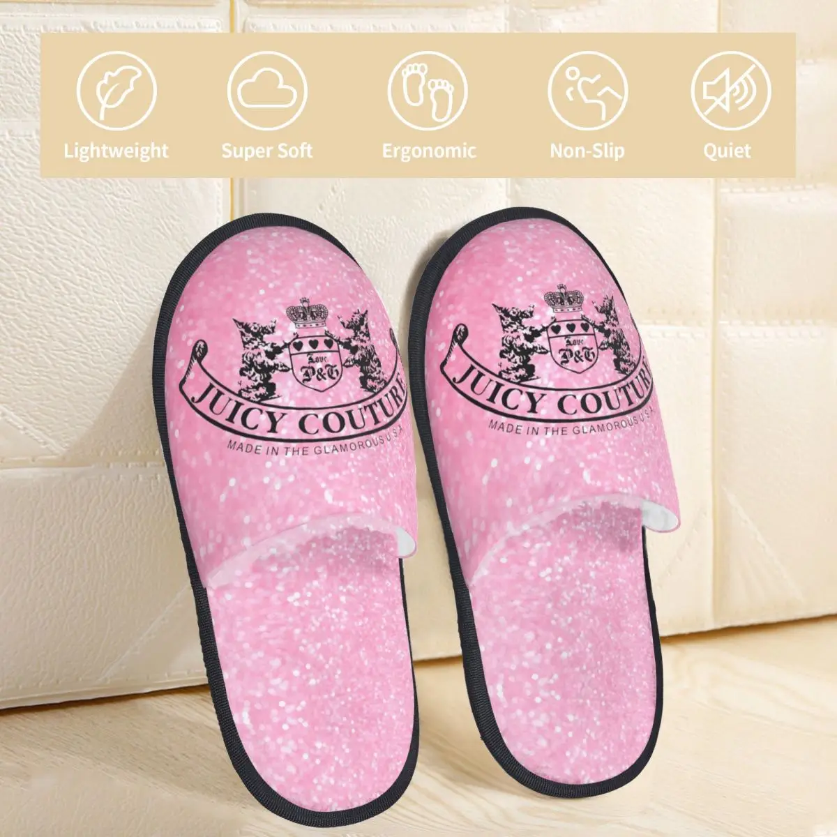 Winter Furry Slippers Juicys Pink Y2K JC Accessories Household Fur Slippers Slides Bedroom Coutures Cozy Anti-skid Slides