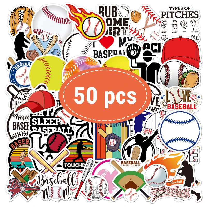

50 шт., бейсбольные граффити, мультяшные спортивные бейсбольные наклейки серии, наклейки для багажа, ноутбука, скутера, чашки воды, водонепроницаемая наклейка, игрушка