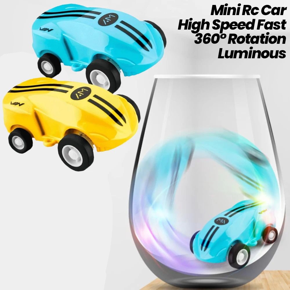 

Mini Rc Car High Speed Fast 360 Degree Rotation Luminous Stunt Turn Trick Drift Small Car with Light Usb Charging Children Gift